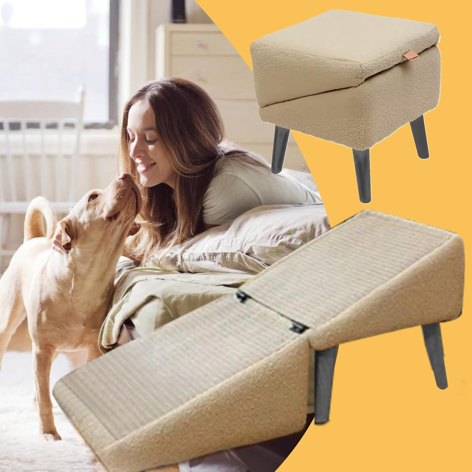 Dog Ramp for Sofa - 2 in 1 Dog Steps for Bed Sofa, Multifunctional Folding Pet Ramps Chair for Small Dogs image number 3