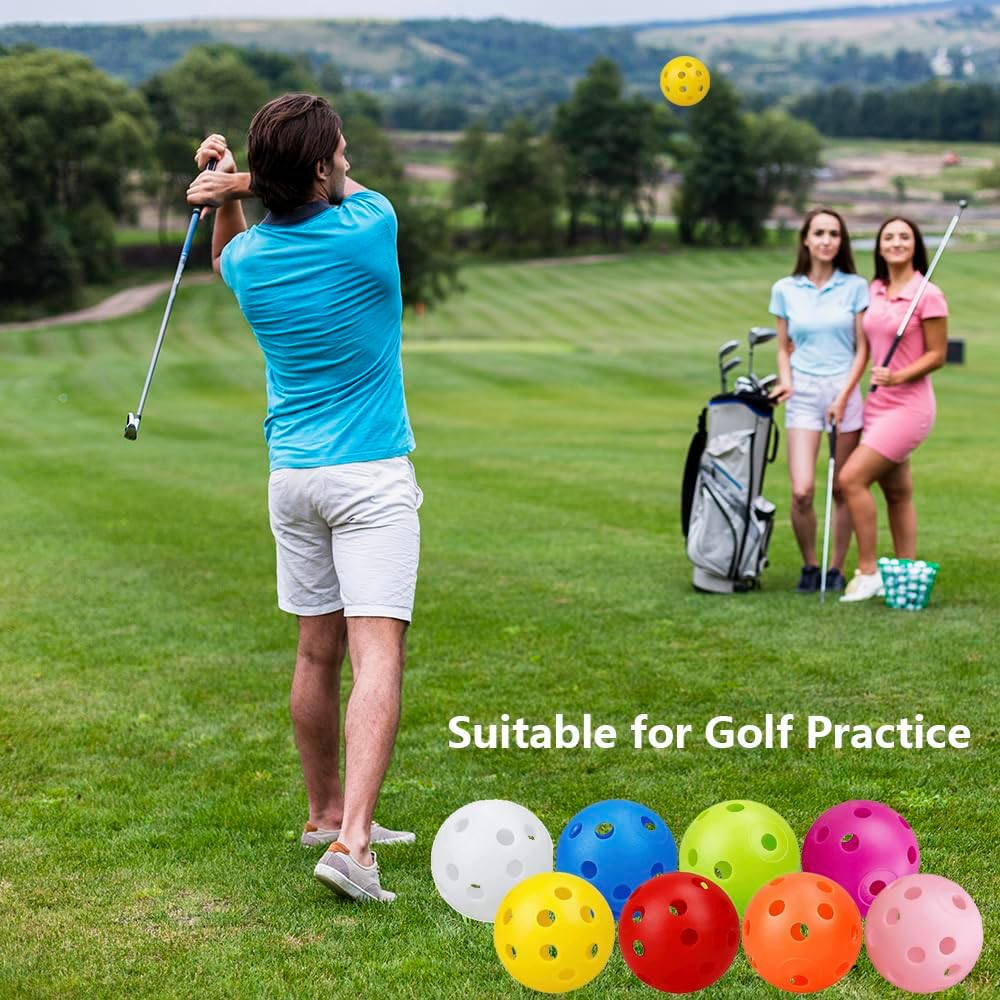 Vekol Practice Golf Balls 40 Pack, 42Mm Hollow Airflow Plastic Golf Balls for Backyard, Training Golf Balls for Driving Range, Swing Practice, Indoor and Outdoor Use image number 3