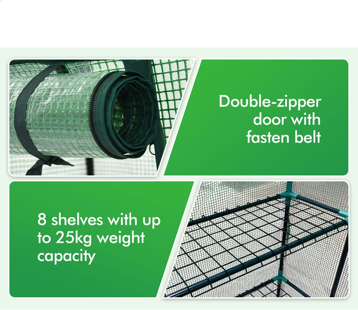 ALFORDSON Greenhouse Garden Shed 1.45X1.45X2M, Walk-In Tunnel Green House with Storage Rack, Steel Frame Grow Tent for Gardening Plants Flowers image number 5