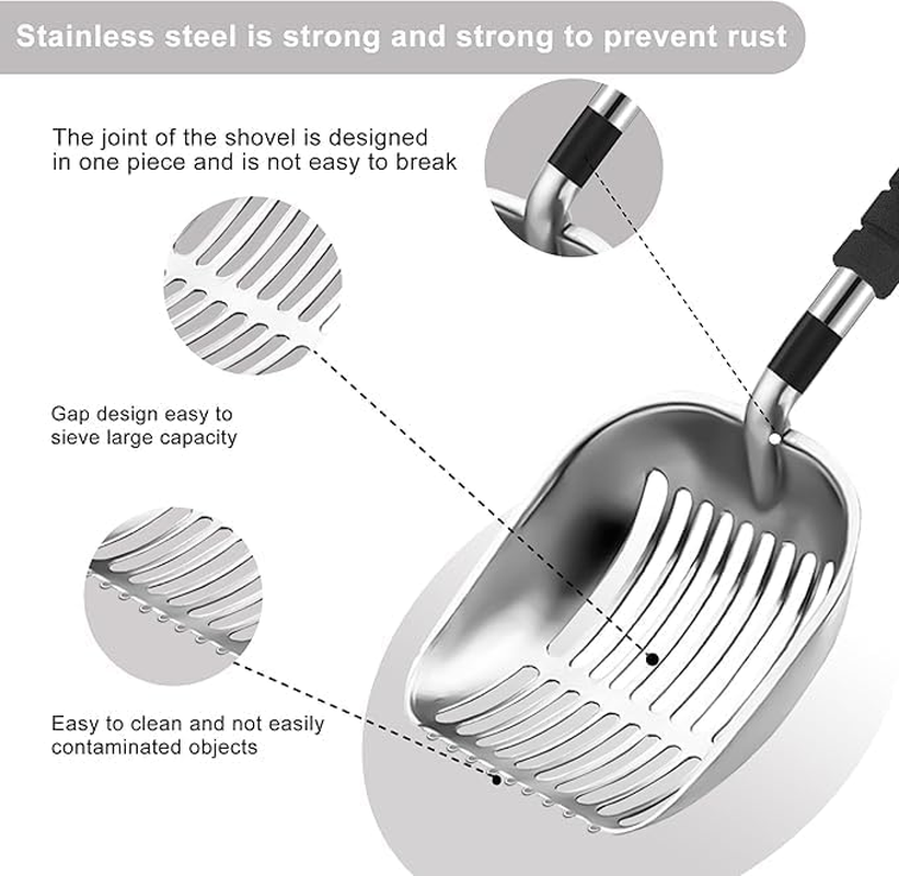 MEILANHUI Metal Cat Litter Scoop, Durable and Efficient Scoop with Long Handle, Detachable Components, Stainless Steel Cat Litter Scoop, Easy to Clean the Sieve Scoop image number 3