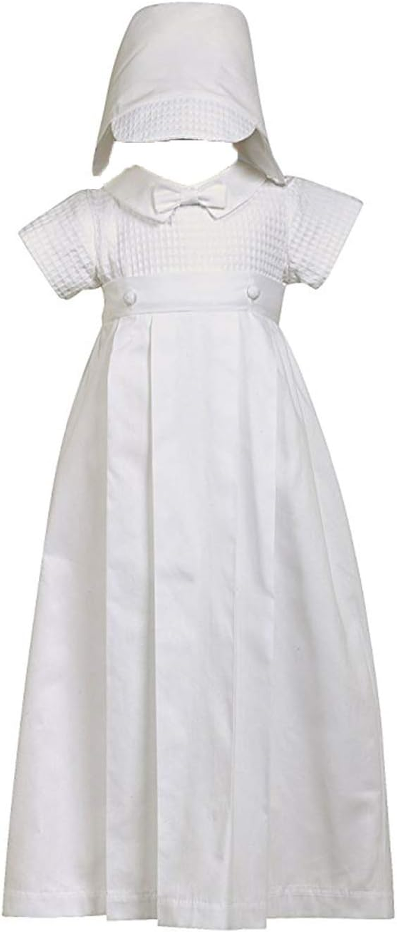 2-Piece 100% Cotton White Weaved Romper with Detachable Gown