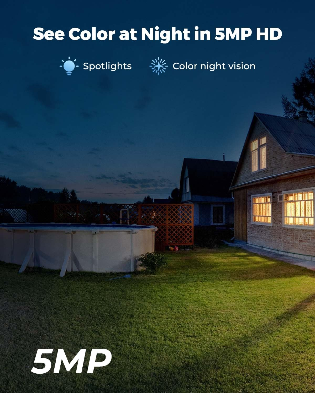 Reolink Spotlight Battery/Solar Powered Wireless Security Camera, 2.4/5Ghz Dual-Band Wifi, 5MP Color Night Vision, Human/Vehicle/Pet Smart Detection, Argus 3 Pro with Solar Panel