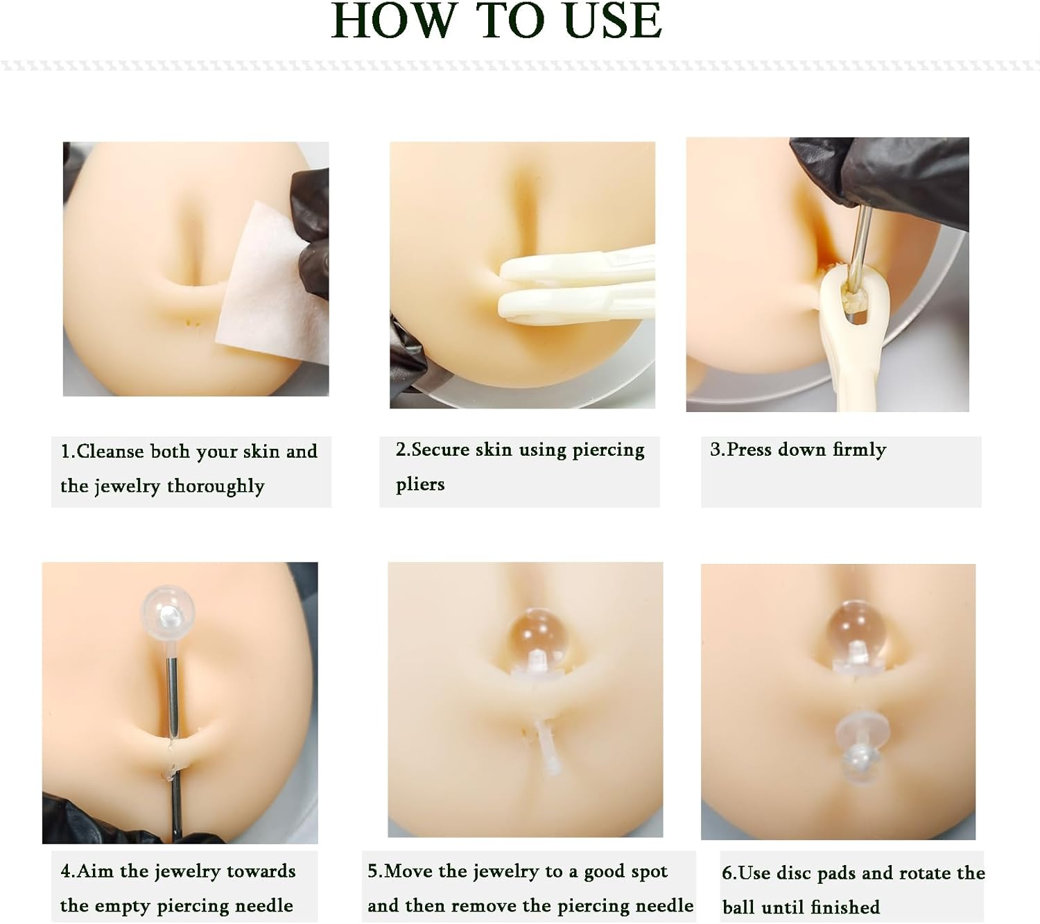 Vessantara Belly Button Piercing Kit - 17 Pcs Belly Piercing Kit Disposable 12G 13G Body Piercing Needles with Belly Button Rings Clamps image number 3