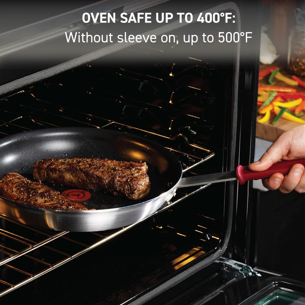 T-Fal Professional VX3 Brushed Nonstick with Stainless Steel Handle Fry Pan 12 Inch, Oven Broiler Safe 400F Cookware, Pots and Pans, Restaurant Grade, Certified by the NSF and CBA, Black image number 3