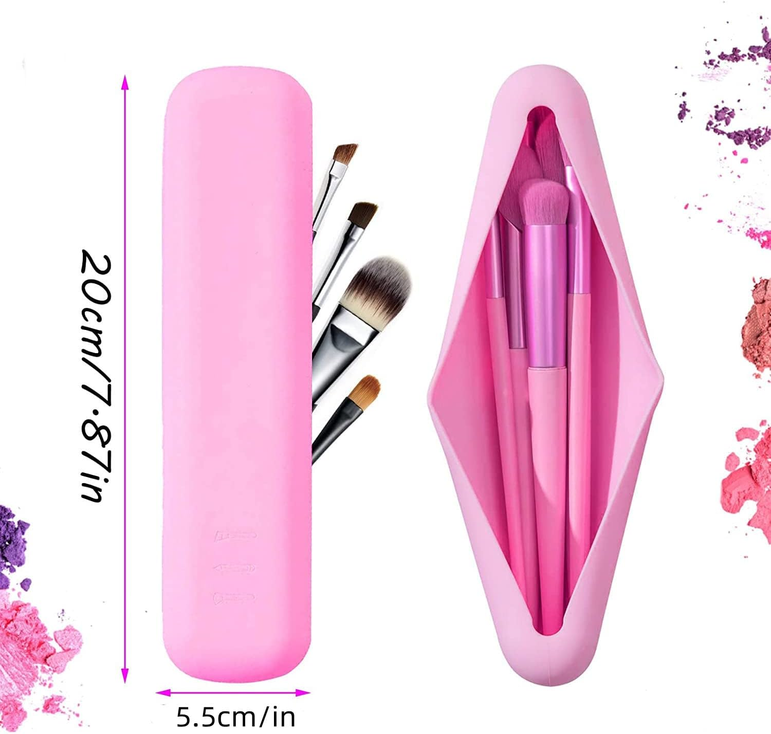 Trendy Makeup Brush Holder, Silicon Make up Brushes Travel Holder - Portable Makeup Brush Case Organizer, Cosmetic Brush Covers Traveling, Waterproof Makeup Brush Pouch Bag (Blue) image number 5