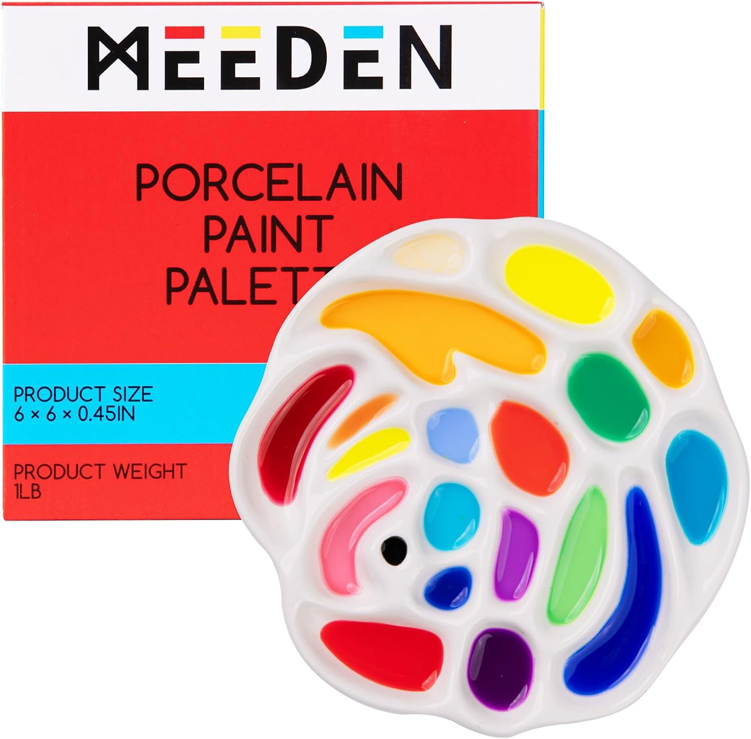 MEEDEN Ceramic Art Paint Palette - Porcelain Mixing Tray for Watercolor, Gouache, Acrylic Painting - 15Cm Rose Artist Palette image number 6