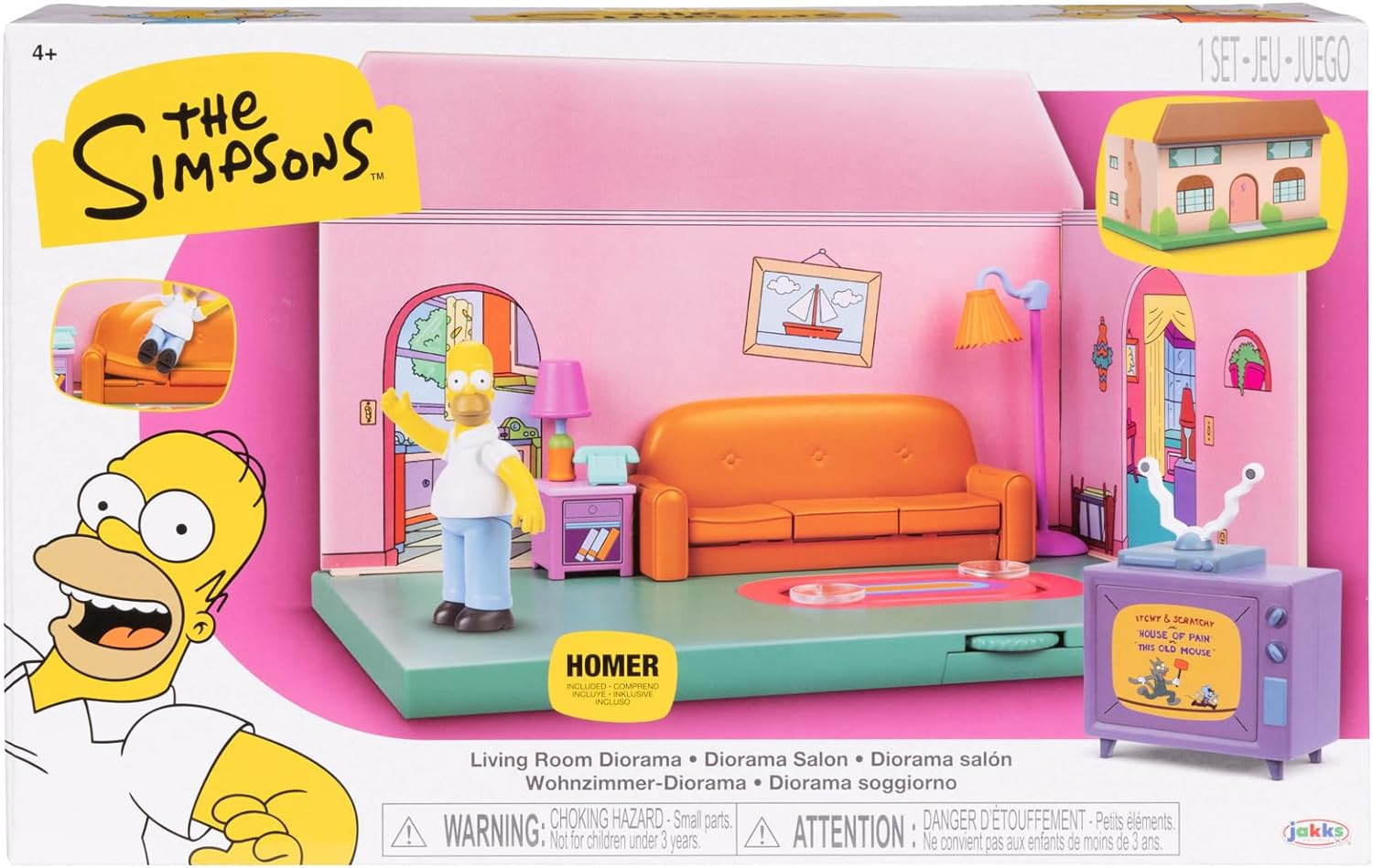 The Simpsons Living Room Diorama House Playset, 2.5-Inch Scale Homer Action Figure and Accessories image number 5