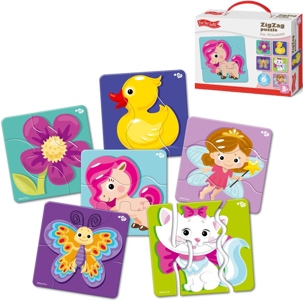 Toddler Puzzles 6 in 1 Zigzag Princess Dreams Girls Jigsaw Puzzles for Kids Develops Logic and Motor Skills Creative Puzzles for Toddlers Bright and Colourful Kids Puzzles Made in Europe image number 1