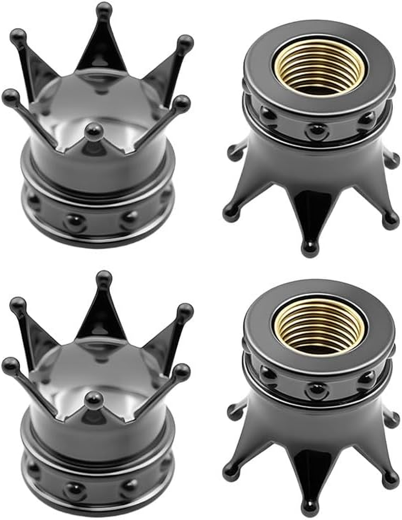 4 Pack Universal Tire Valve Stem Caps, 17Mm Crown Design Dust Covers with O-Ring Seal for Car, SUV, Motorcycle, Bike and Truck,Grey