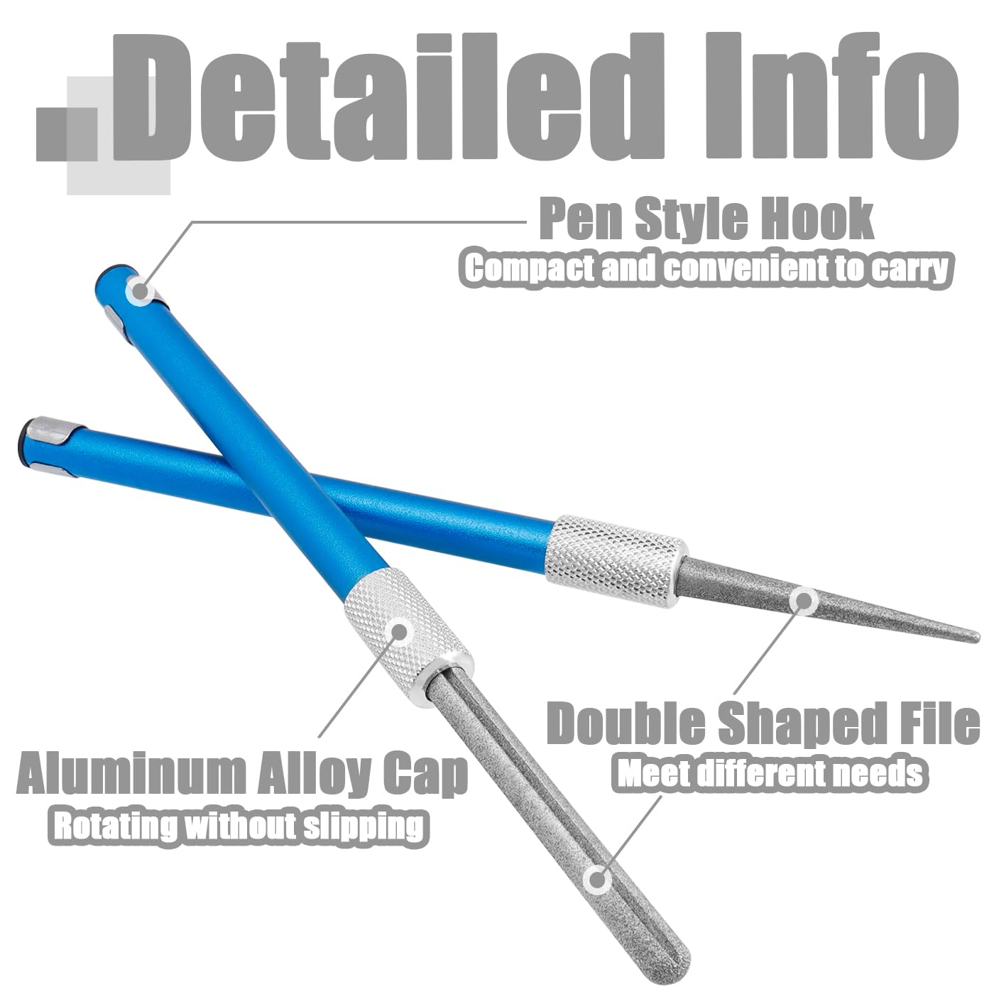 Bestgle 2 Pcs Diamond & Emery Knife Sharpener Rod Pen Type Multipurpose Sharpening Stone for Outdoor, Hunting, Fishing, Kitchen image number 2