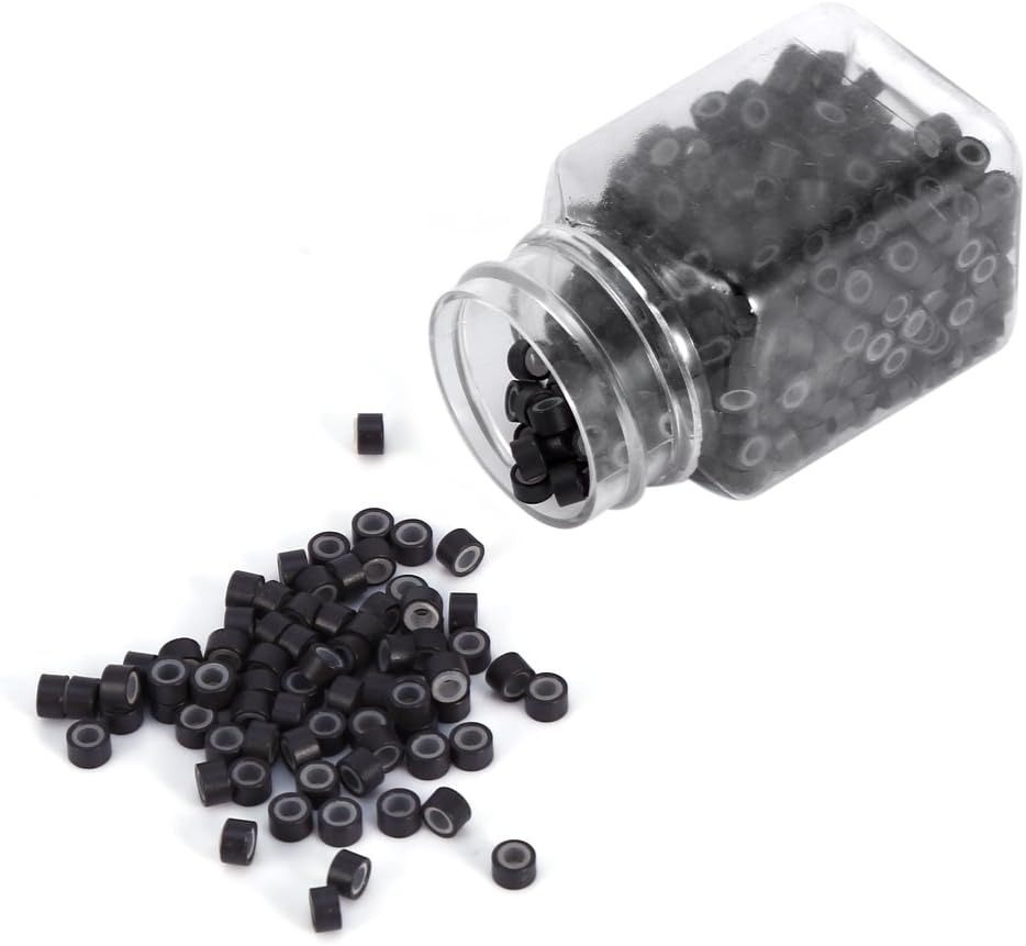 EVGATSAUTO 500PCS Hair Extension Rings, 5 Colors Aluminum Silicone Lined Loops with Soft Comfortable Undetectable Hold for Human Hair (Blonde)