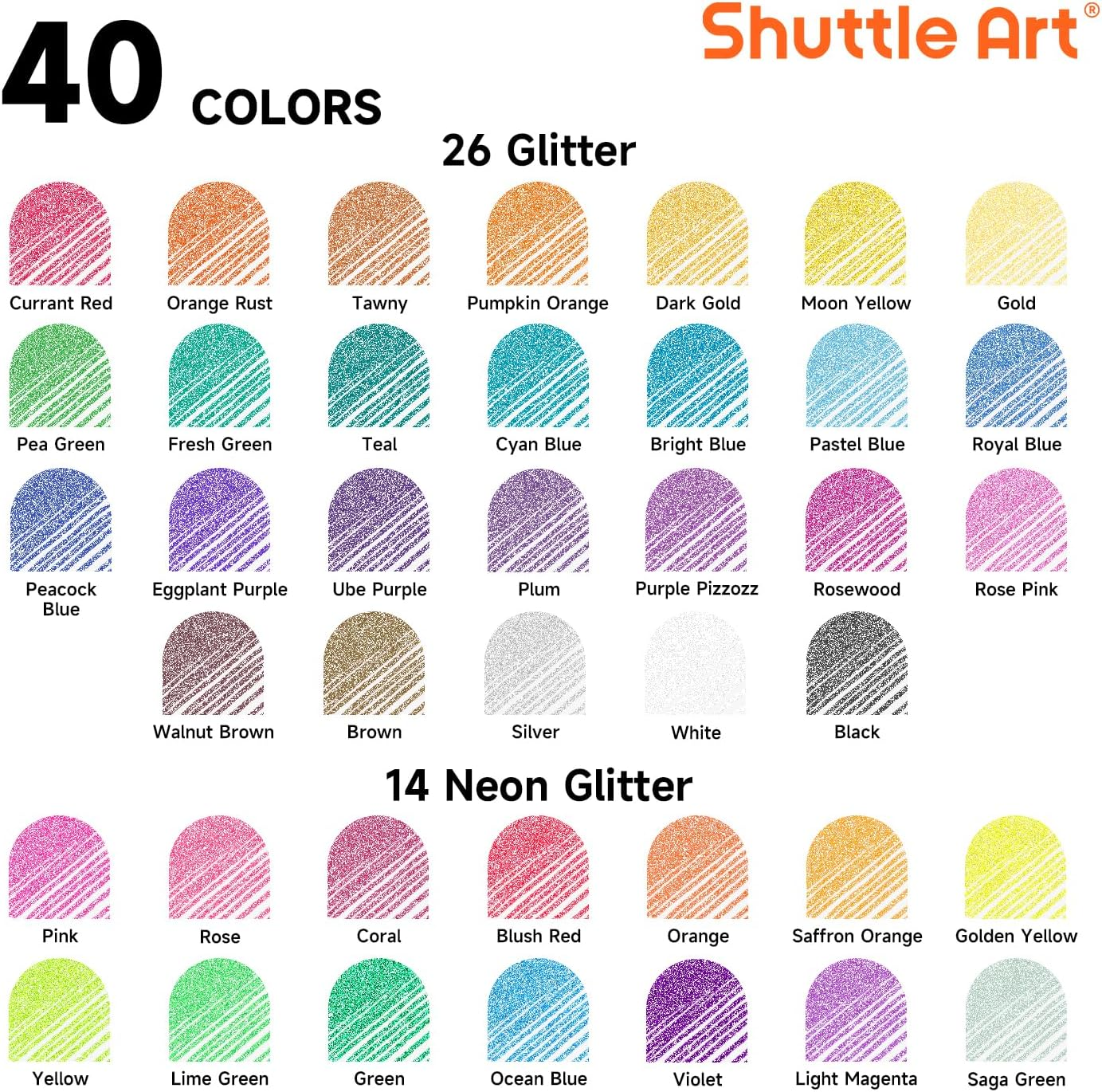 Shuttle Art Glitter Gel Pens, 80 Pack Gel Pens 40 Colours Glitter Gel Pen Set with 40 Refills for Adult Colouring Books Doodling Drawing Writing image number 6
