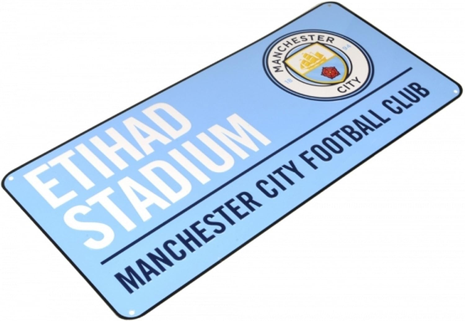 Manchester City FC Official Football Coloured Metal Street Sign (UK Size: One Size) (Light Blue/White) image number 1