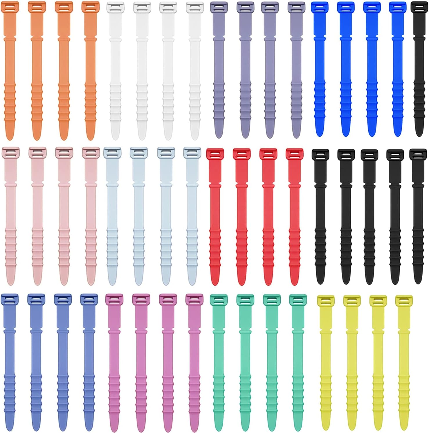 Taicols Zip Ties, 20 Pcs Reusable Silicone Cable Ties, Adjustable Strap Wire Management, Cable Organiser Straps, Cable Straps for Wire, Elastic Cable Organizer for Home Office Table Desk(5 Colors)