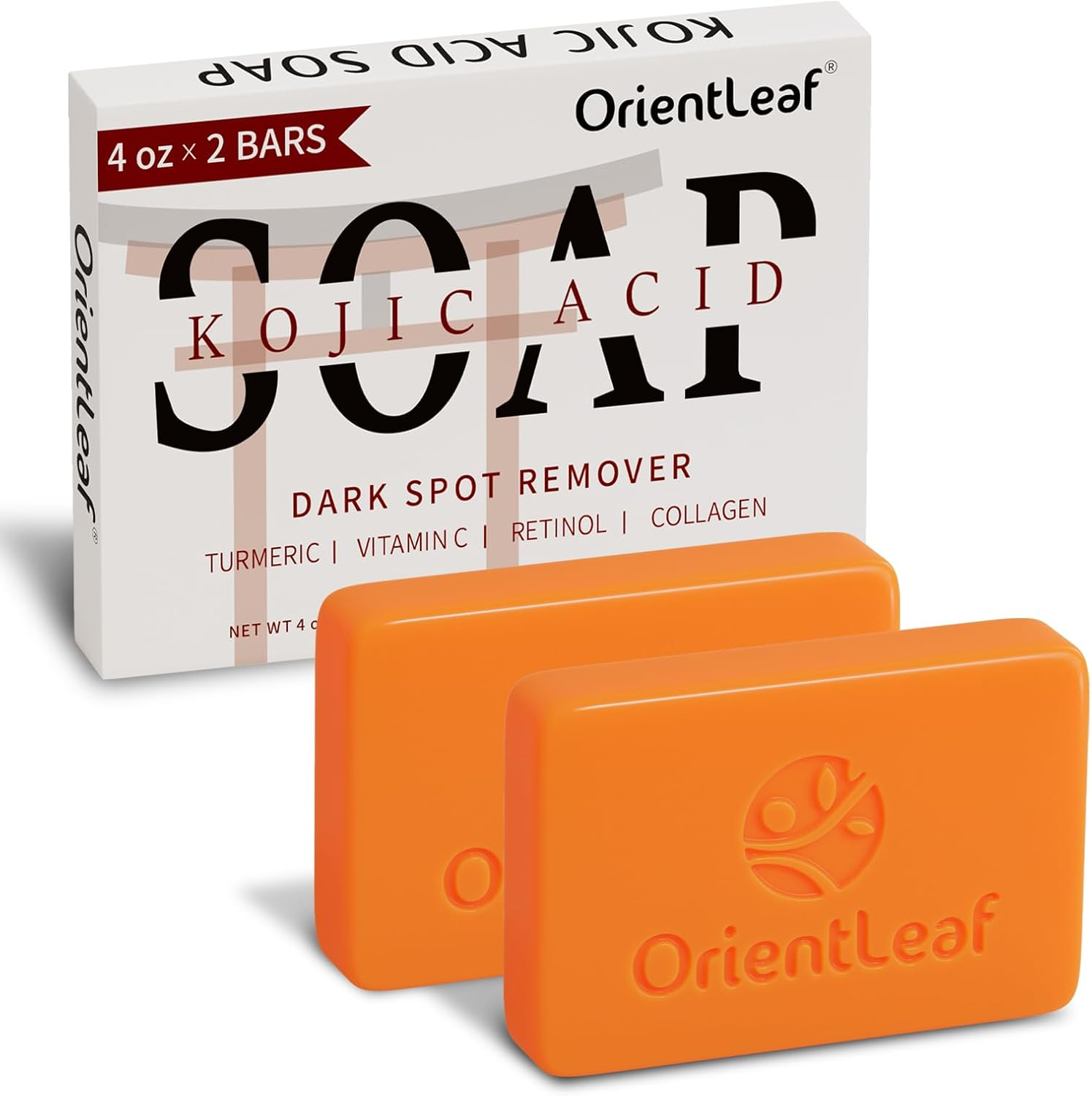 ORIENTLEAF Kojic Acid and Turmeric Soap, 4Oz X 2 BARS