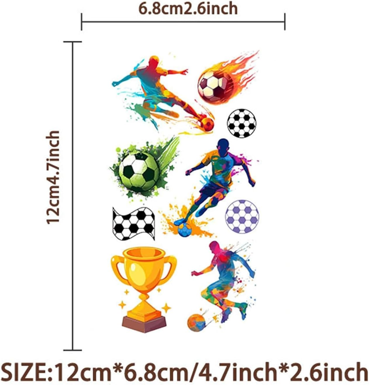 BUYUP 10 Sheets Soccer Sport Temporary Tattoos Birthday Themed Party Supplies Decoration Favors Cartoon Cute Sticker for Kids Boys Home Activity Class Prizes Carnival Christmas Rewards (Soccer) image number 4