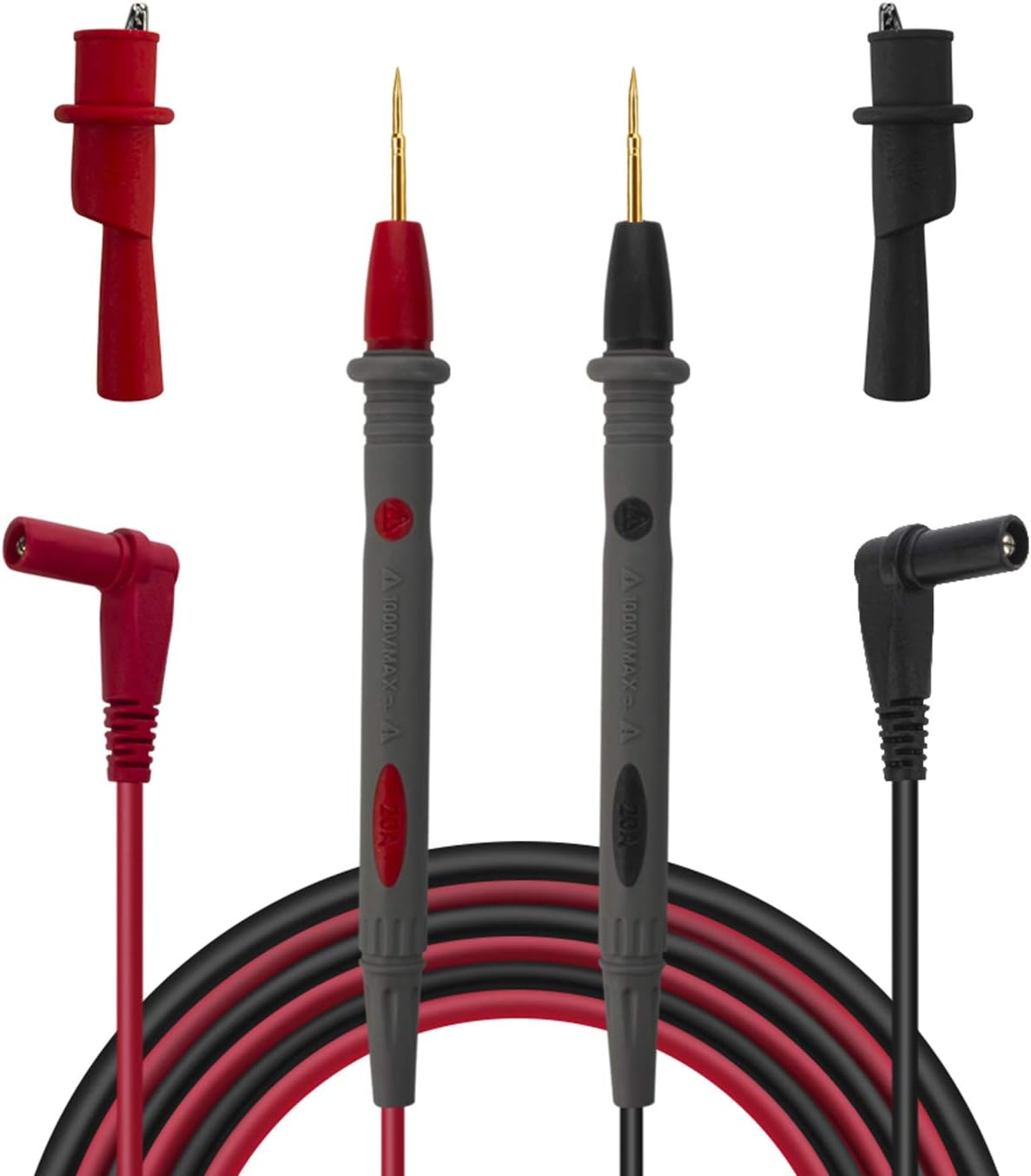 Electronic Test Leads Test Probes Multimeter Leads with Crocodile Clips Gold Plated Super Sharp Tips Silicone Test Lines PT1008 20A 1000 V image number 1