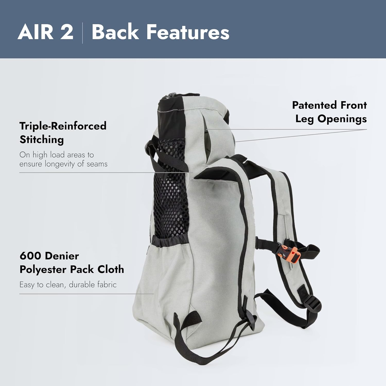 K9 Sport Sack | Dog Carrier Adjustable Backpack (Large, Air 2 - Charcoal Grey) image number 5