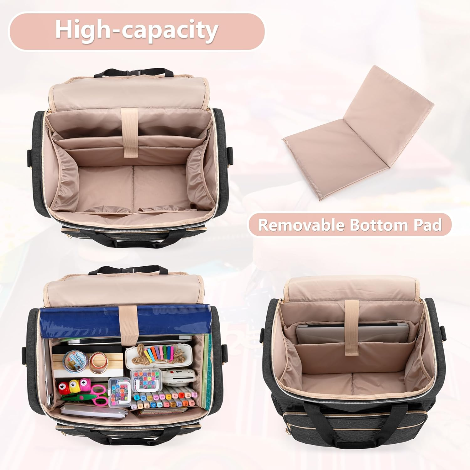 LUXJA Rolling Scrapbook Tote Bag - Black image number 2