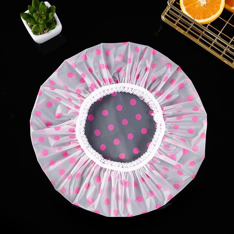 6 Pcs Shower Caps,Waterproof Shower Caps,Reusable Elastic Band Bath Hair Protection Hats for Kids Women Men Spa Salon Hair Mask image number 3