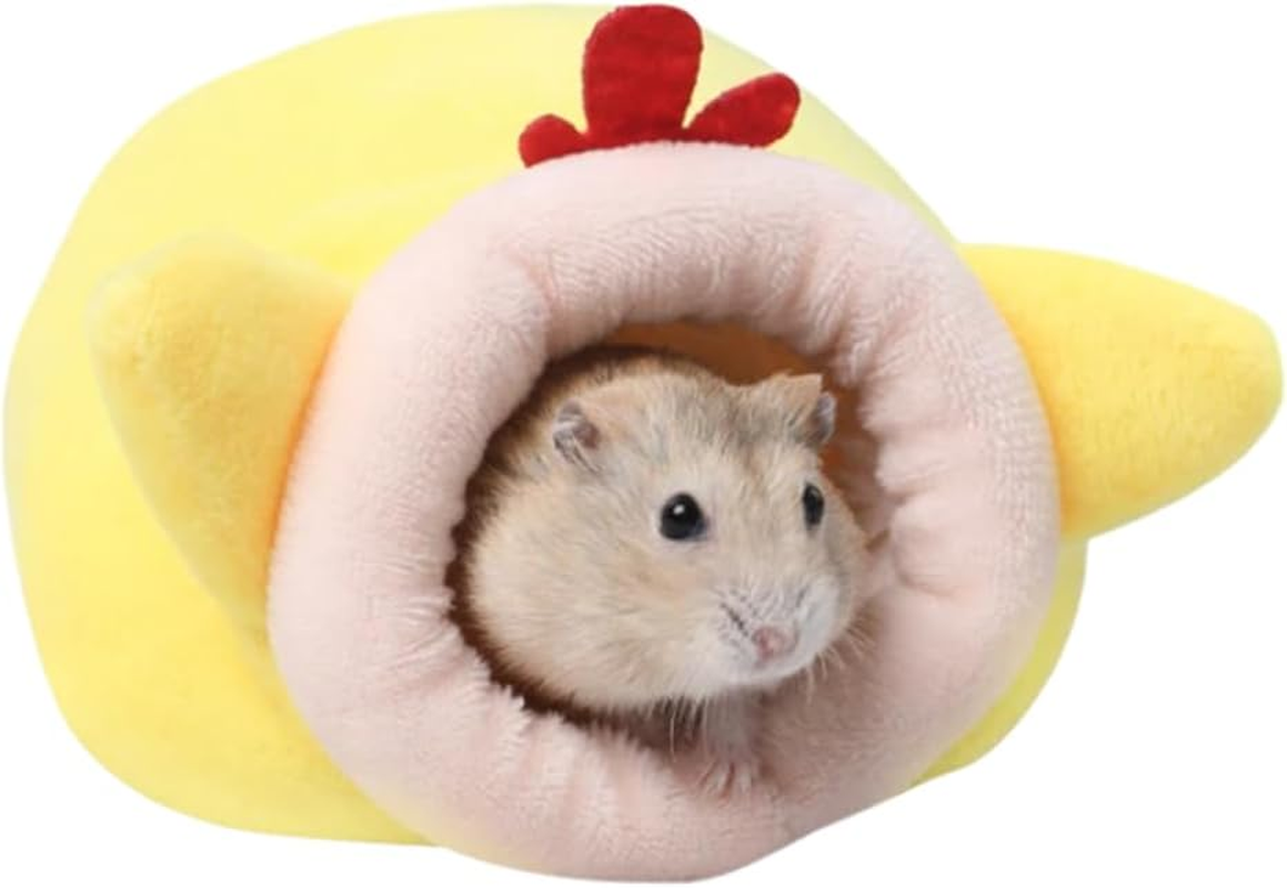 Hamster Bed, Non-Slip Hamster Sleeping Nest, Hamster House Small Animal Nest Cotton House, Small Animal Warm Bed House Cage Nest, for Dwarf Hamsters and Small Pets, Yellow, Small image number 4