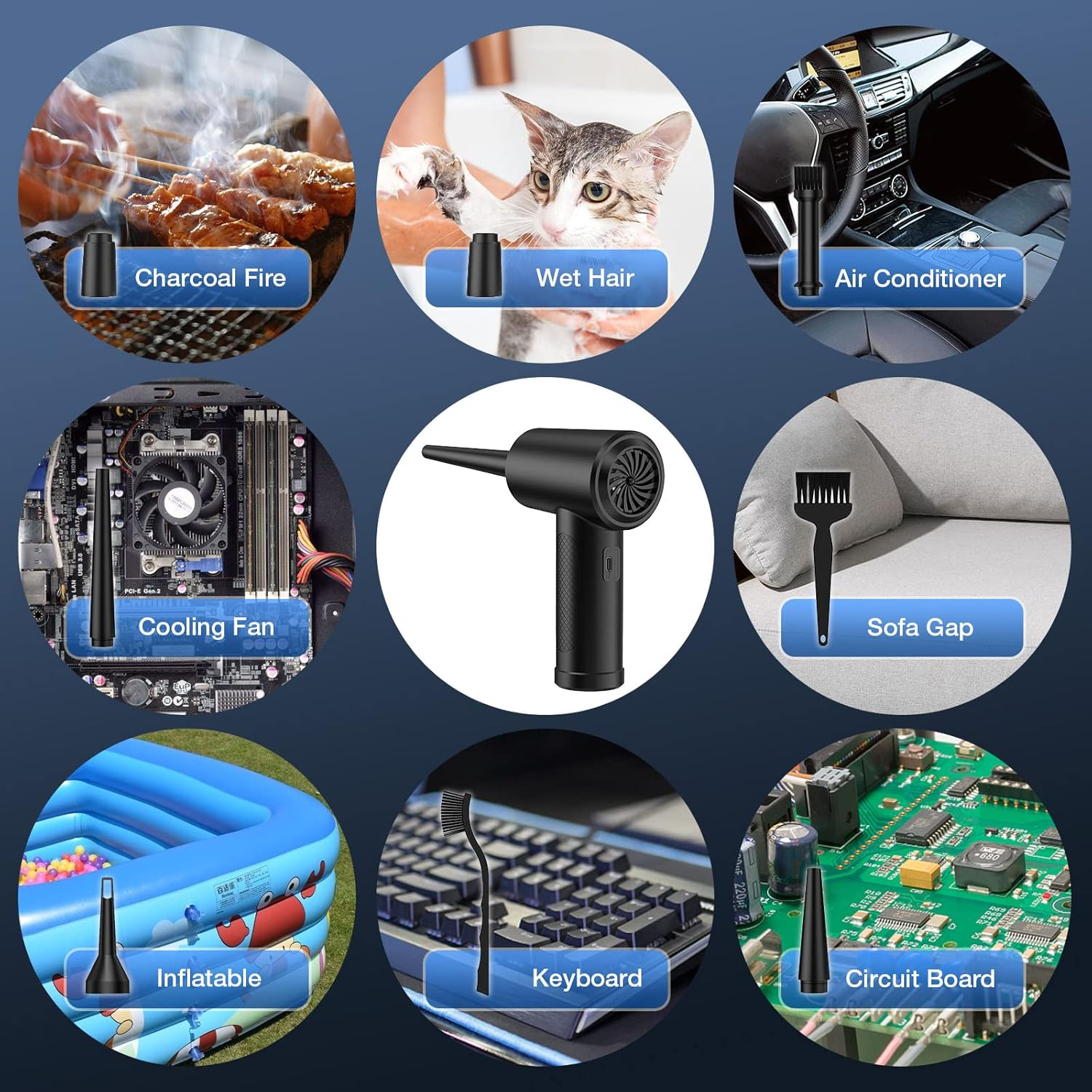 LGINZS Compressed Air Duster, 3 Gear to 51000RPM Cordless Electric 6000Mah Rechargeable Blower with LED Light for Laptop Computer Keyboard Cleaning Pet Hair Crumb Replaces Can image number 1