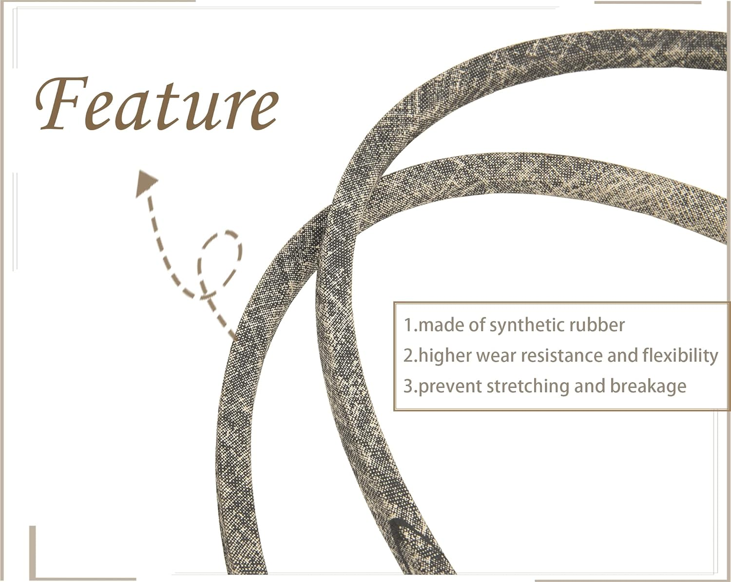 429636 197253 Mower Belt, Lawn Mower 42'' Deck Drive Belt, for Craftsman Husqvarna AYP Poulan 429636 197253 532197253 532429636, for John Deere M84136 M87323 1/2" X101-1/2(0.5"X101.5") image number 6