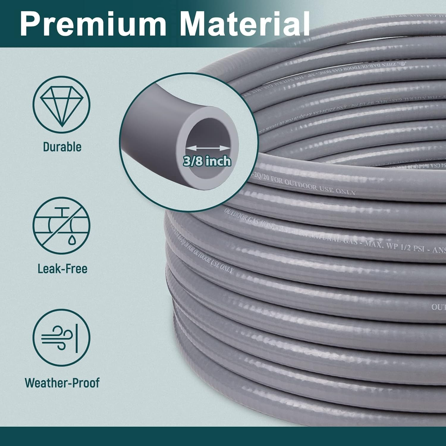 GASPRO 36 Feet Natural Gas Hose Extension with 3/8 Male Flare Quick Connect/Disconnect for BBQ Gas Grill- 50,000 BTU Fits Low Pressure Appliance with 3/8&rdquo; Female Flare Fitting-Csa Certified