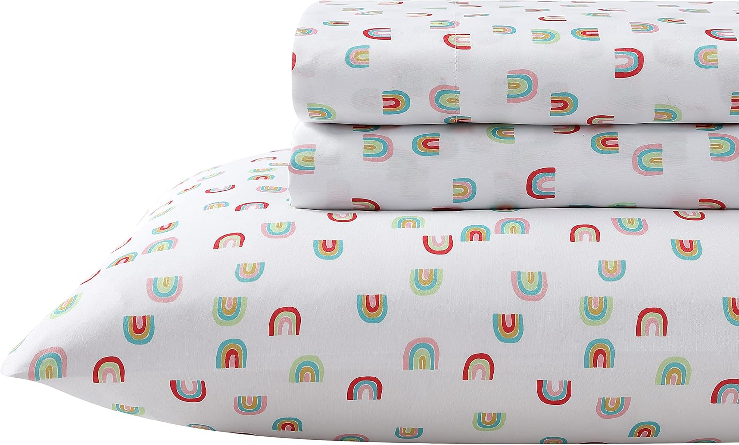 Eddie Bauer Kids - Full Size Sheets, Stain Resistant Kids Bedding, Ideal for Toddler Bedding Set (Sunnyvale Rainbow White, Full)