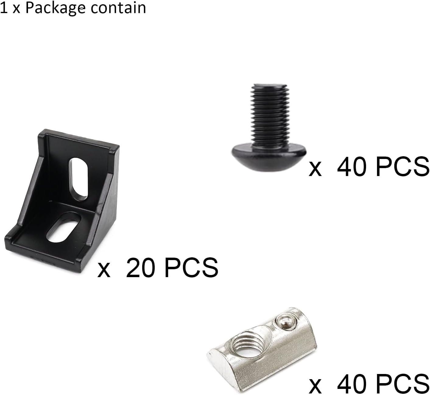 BLCCLOY 20 Sets 40 Series Aluminum Extrusion Profile T Slot Corner Bracket 4040 90 Degree Right Angle Connector with M8 Spring Bolts Nuts for 40/40 4080 Extruded Aluminum Hardware image number 3