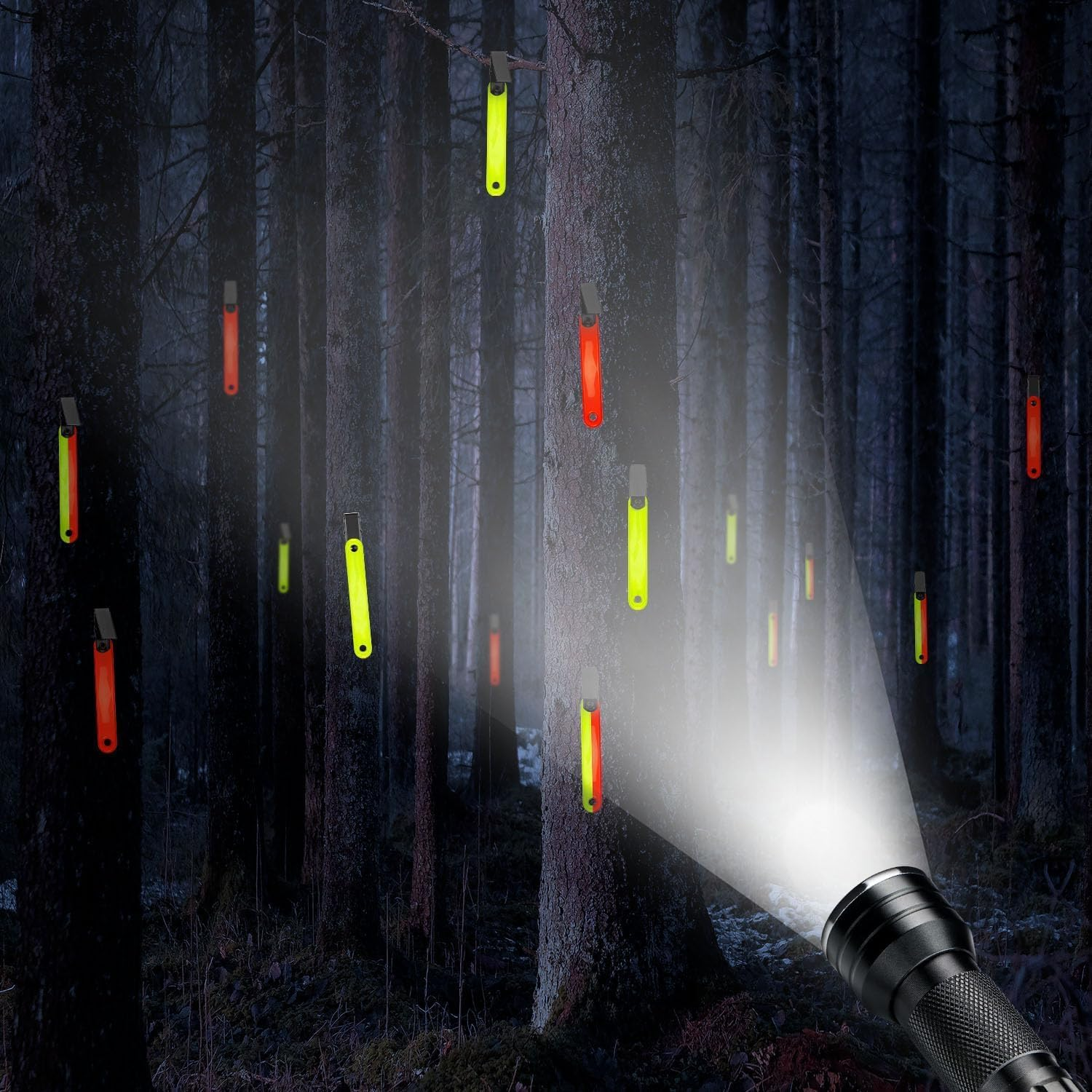 36Pcs Trail Markers for Hiking, Multiple Color Reflective Trail Marking Ribbons with Clip for Hunting Outdoor image number 2