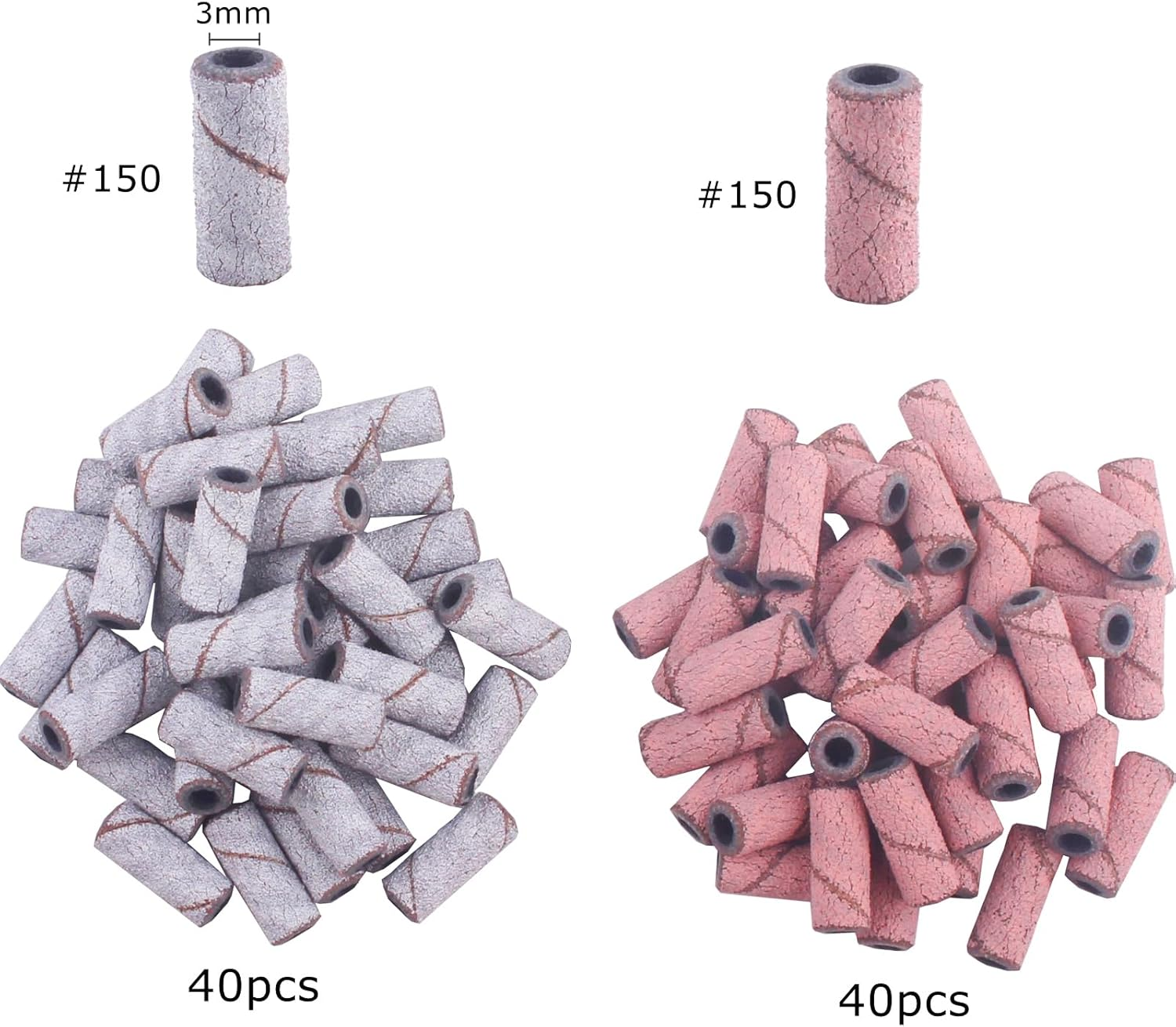 MZCMSL Nail Sanding Bands150 Grit for Nail Drill, 80Pcs Small Sanding Bands Files with 3Mm Mandrel Nail Drill Bit for Acrylic Nail Gel(150#) image number 3