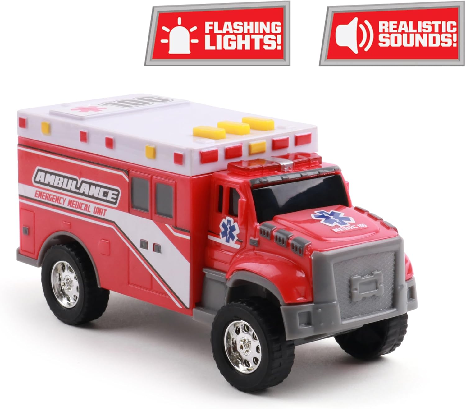 Mighty Fleet Toughest Minis 5" Tough Cab Ambulance Toy W/Lights & Sounds, Realistic Design & Batteries Included - Age 3+ image number 6