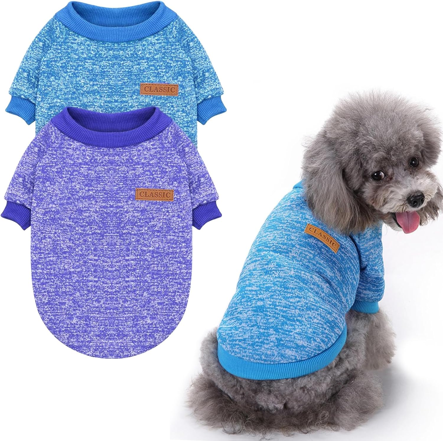 Idepet Pet Dog Classic Knitwear Sweater, Fleece Coat Dog Outfits for Small, Medium, Large Dog, Warm Pet Dog Cat Clothes, Soft Puppy Customes (L, Rosered)