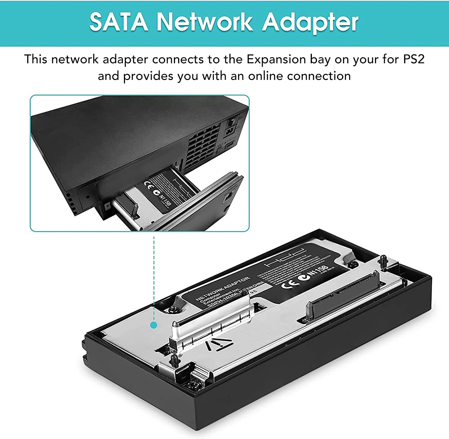 SATA Interface Network Adaptor HDD Hard Disk Adapter for , Support SATA 2.5 and 3.5, with 16MB FMCBV1.966 Memory Card Mcboot image number 1