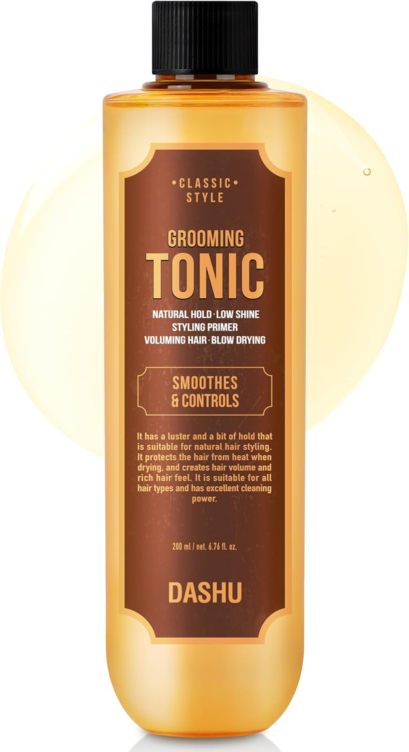 DASHU Classic Style Grooming Tonic | Natural Hold Low Shine Styling Primer Hair Volumizing Heat Damage Control | Men Grooming Styling Products 6.76 Fl image number 4