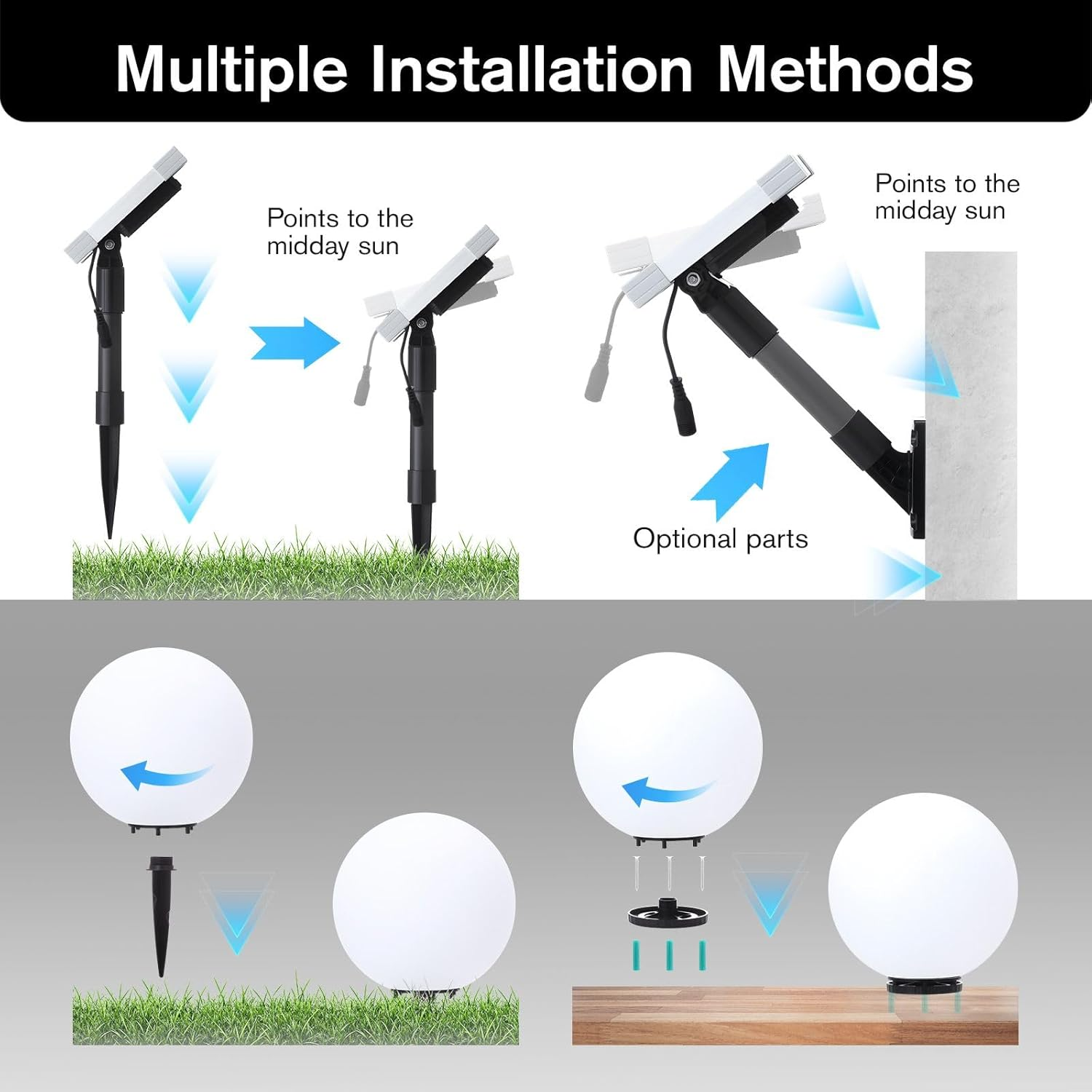 Garden Solar Light Outdoor RGB LED 9 Colour Changing Weatherproof Landscape Colourful Ball Lamp Decoration 40Cm Energy Powered Rechargeable Lighting image number 4