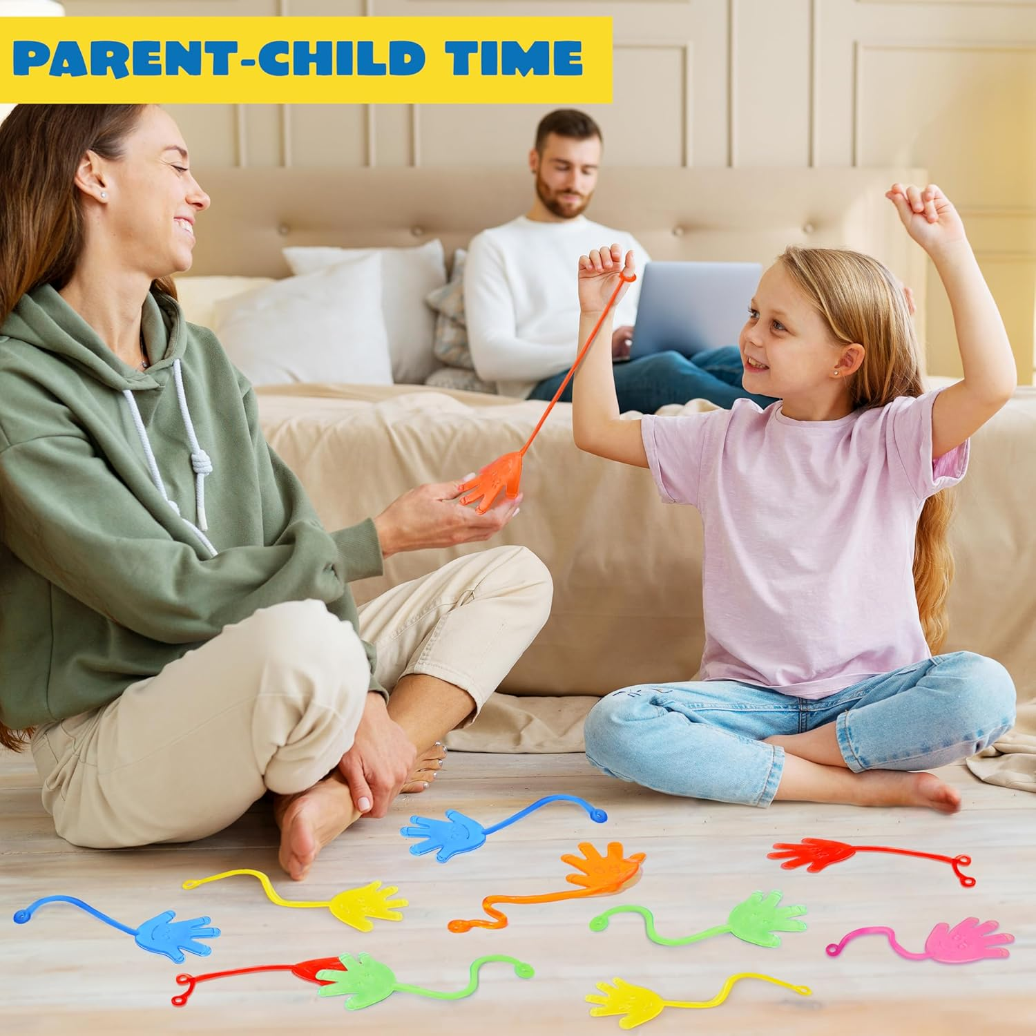 JOYIN Large 24Pcs Glitter Sticky Hands Party Favors, Party Table Favors Set for Kids, Holiday Traditions, Classroom Treasure Box Carnival Prizes Bulk Pinata Stuff Toys image number 4