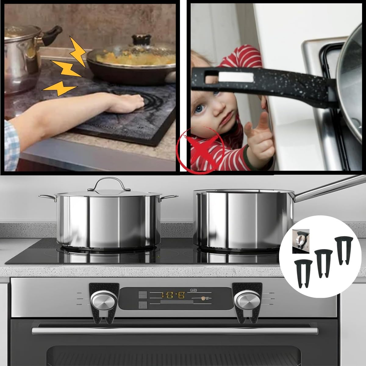 Safety Gas Stove Knob Lock, Protection for Kids and Pets, Preventing Accidental Opening of the Gas Stove Lock, Durable Design Knob Safety Cover, Black 3 Pieces image number 3