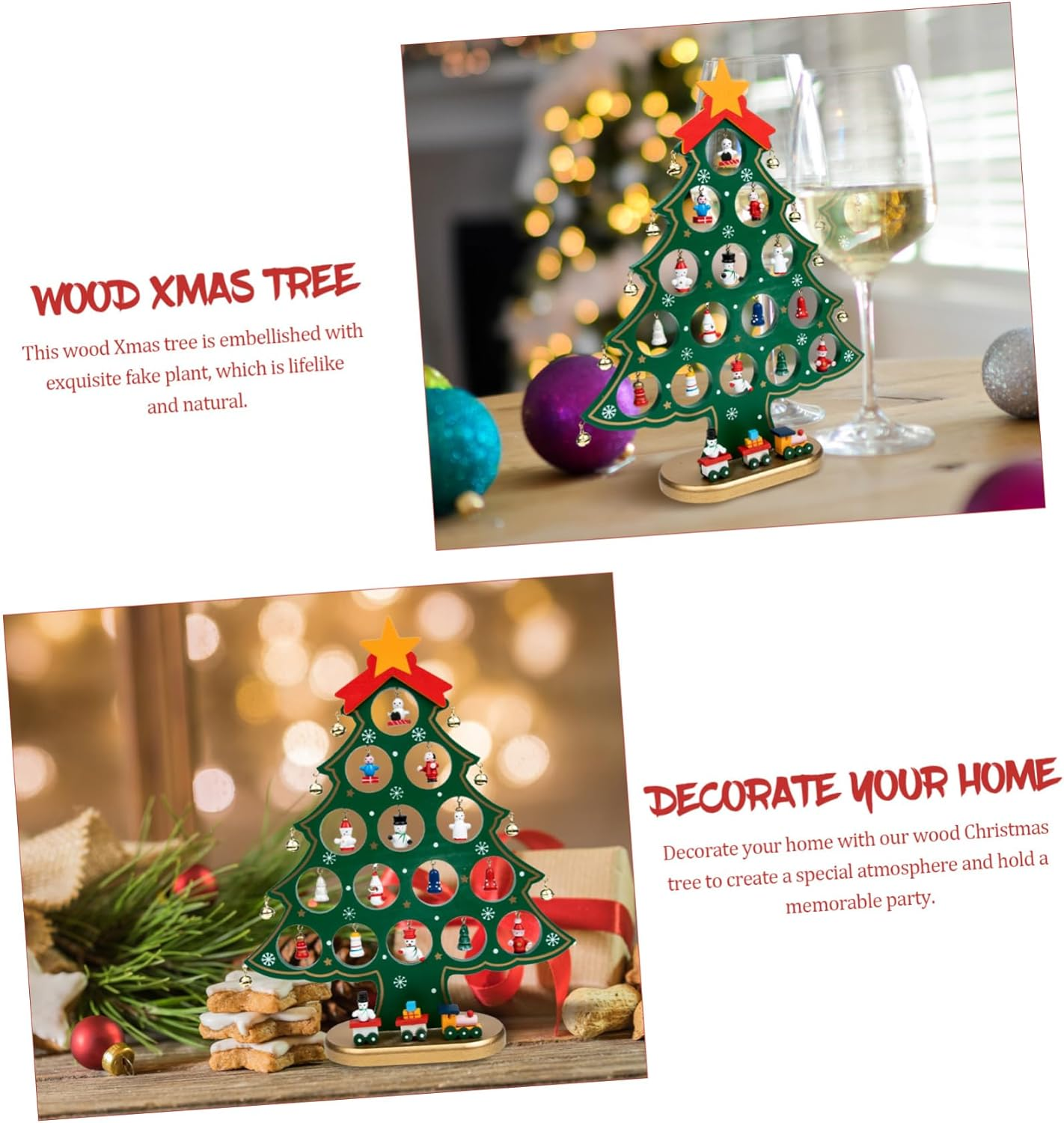 Mini Christmas Tree Wood Desktop DIY Festival Adornment Small Xmas Tree Tabletop Decor Xmas Adornment image number 1
