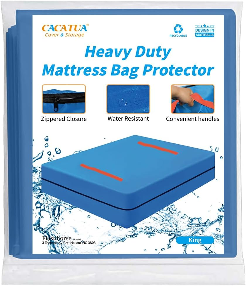 King Mattress Bag for Moving and Storage, Heavy Duty Waterproof Mattress Cover, 8 Handles, Strong Zipper Closure, Reusable Mattress Storage Bag, Moving Supplies & Moving Bags image number 2