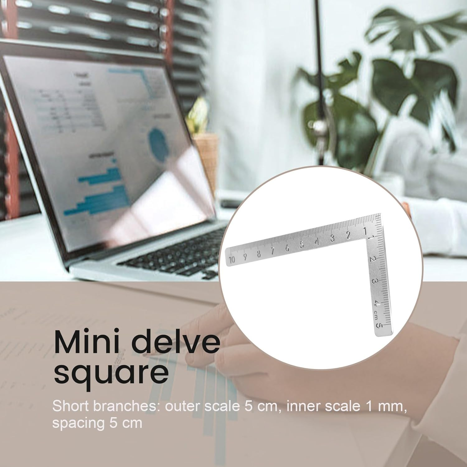 Veumoie Mini Square 10X5Cm 90 Degree Stainless Steel Angle Ruler Small Turning Ruler Woodworking image number 5