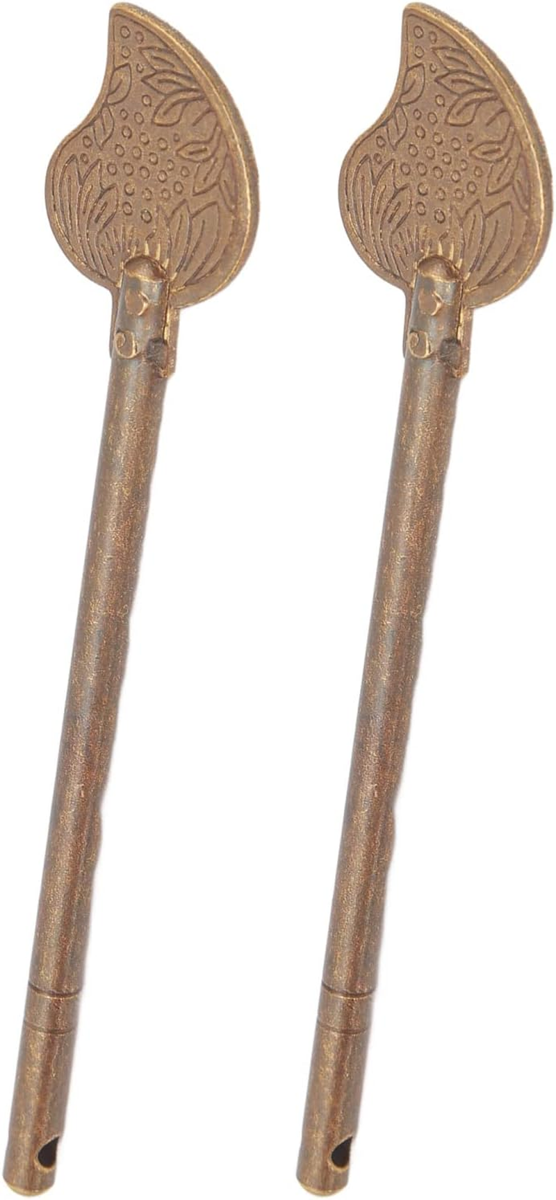 Cabinet Key Antique Locking Pin, 2 Pcs Door Locking Pin Retro Brass Leaf Shape, Home Improvement Hardware image number 4
