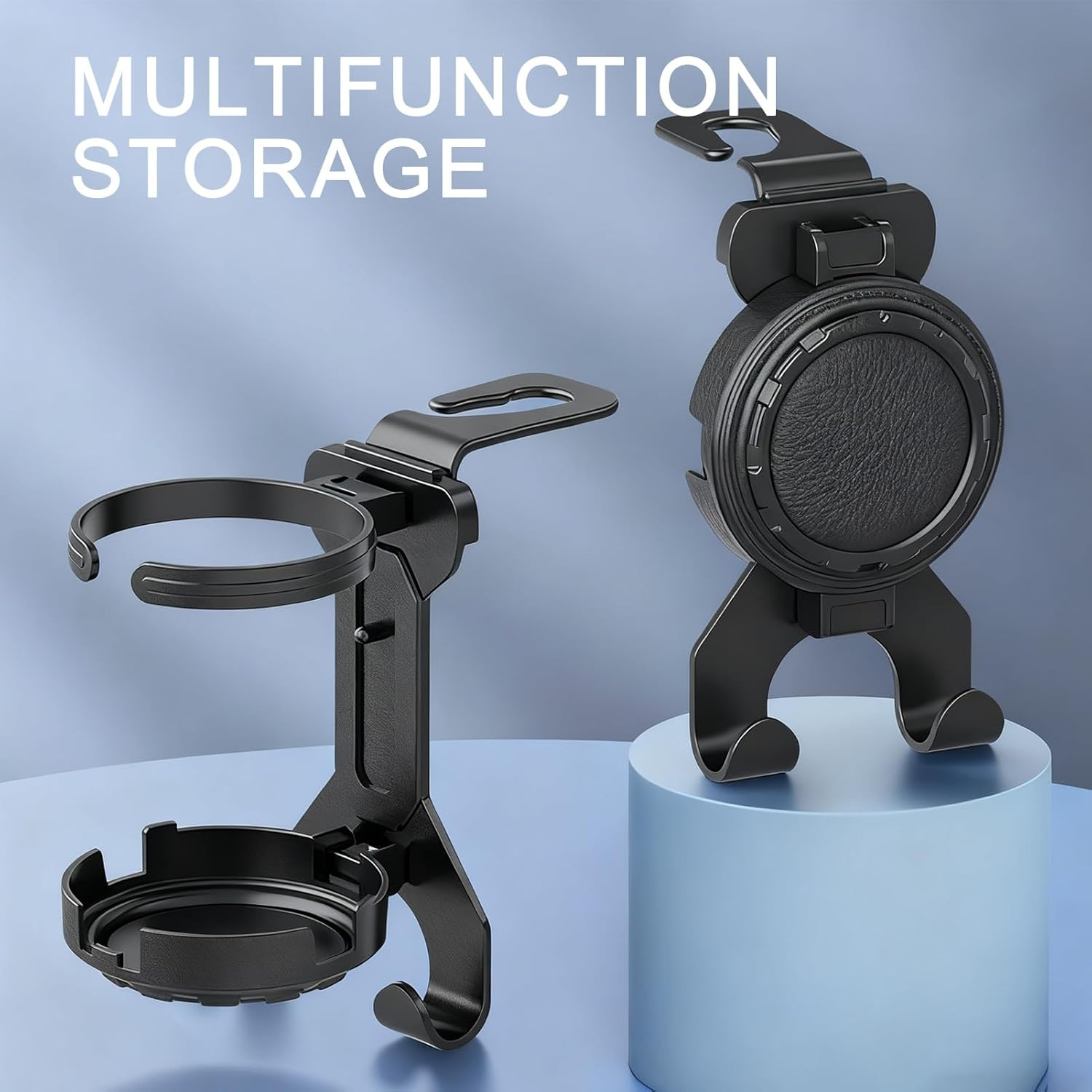 Rissunkv Back Seat Cup Holders for Cars,Automotive Storage Accessories | Car Back Seat Cup Holder Headrest Hook - for Travel Truck Cell Phones Keys Beverage Bottle image number 2