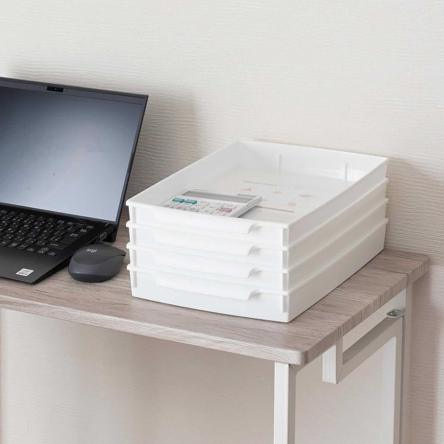 Yamazen FA4-T(WH) Tray, Youth Full A4 Tray, Set of 4, Storage, Document Organization, Letter Case, Width 9.1 X Depth 13.9 X Height 1.9 Inches (23.3 X 35.3 X 4.7 Cm), Desktop Tray, Storage Case, Small image number 6