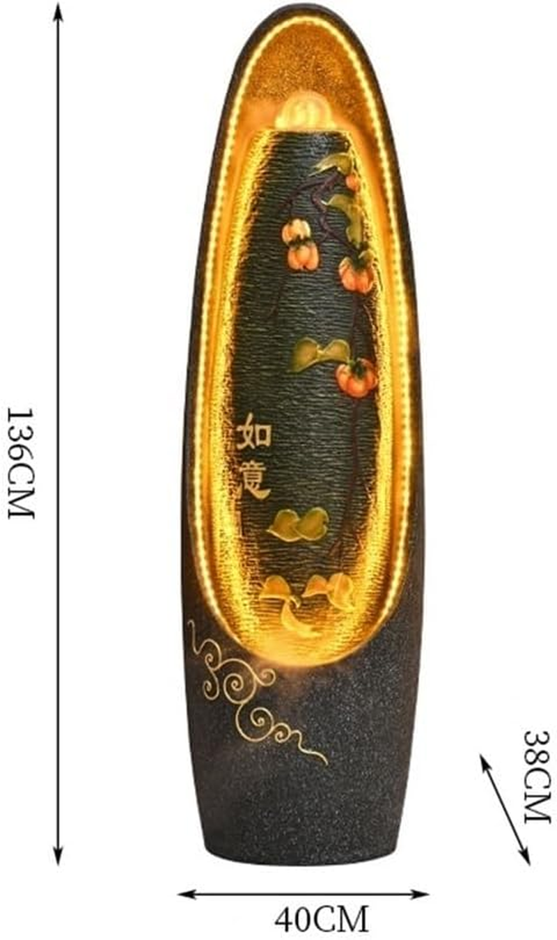 Outdoor Fountain European Style Flowing Fountain, Living Room Feng Shui Wheel Circulating Water Humidifier Office Landscape Decoration Ornaments(Black) - Gold image number 3