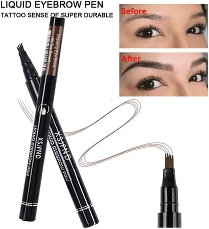 Microblading Tattoo Eyebrow Ink Pen Eye Brow Pencil Brow Enhancer Stencil AU (01# Black) - 03 Dark Brown image number 4