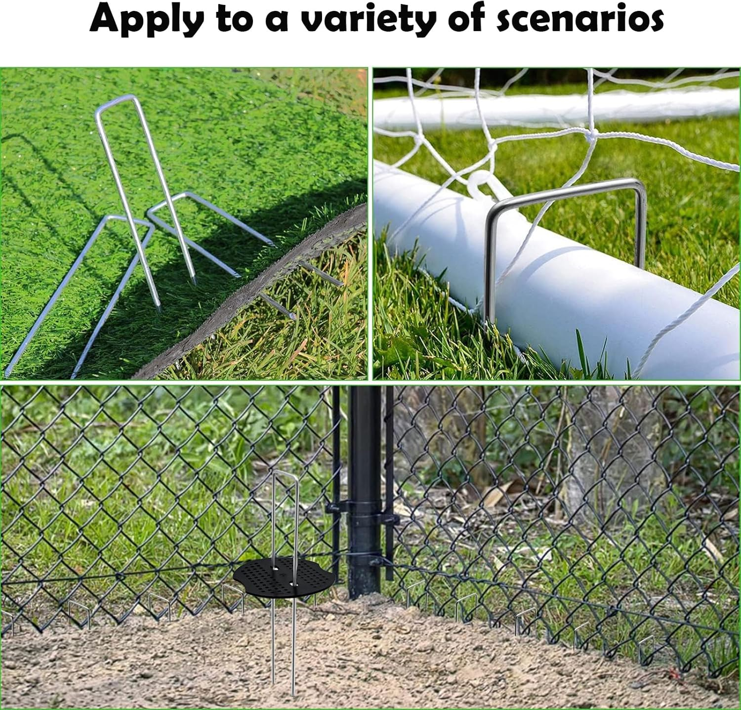 100PCS Garden Stakes Staples - Tent Pegs Heavy Duty Ground Stakes,6Inch U Shaped Landscape Staples Garden Peg,50 Washers,50 Garden Stakes,For Landscape Fabric,Ground Weed Fabric Barrier,Orchard image number 4