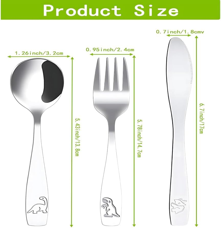 Kids Cutlery Set, Stainless Steel Kids Silverware Set -Toddler Flatware/Child Safe Utensil Set Includes Safe Forks, Spoons and Knives (15PCS) image number 1