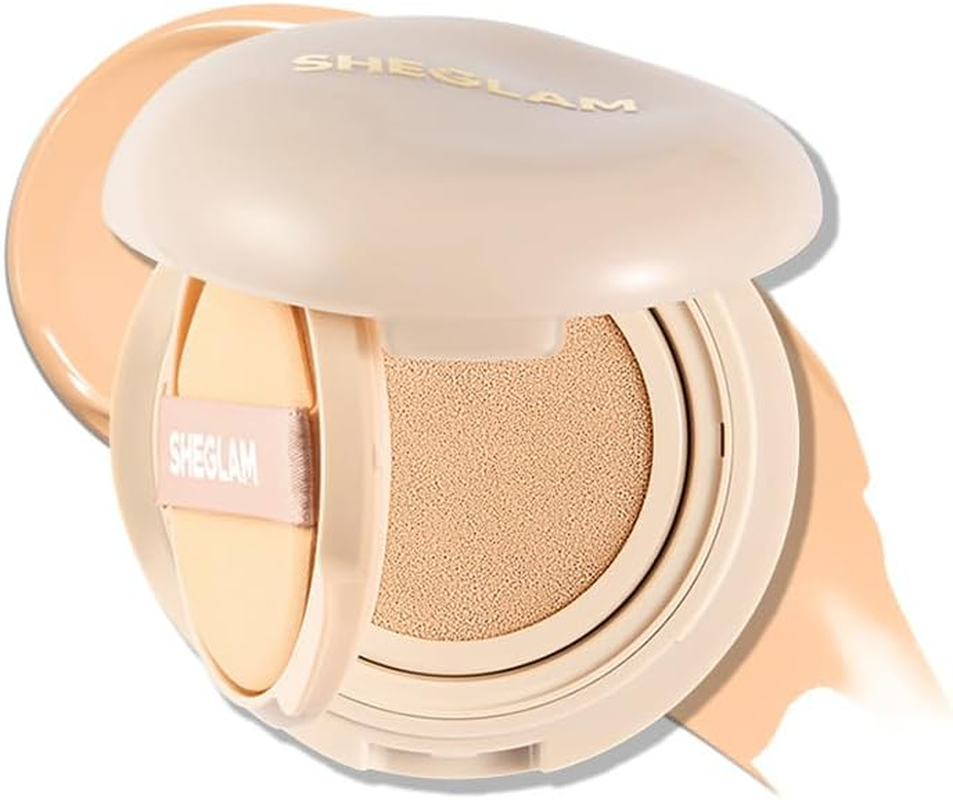 SHEGLAM Lock & Go Long-Lasting Cushion Foundation Soft Matte Weightless Waterproof for Flawless Base Makeup-Warm Vanilla